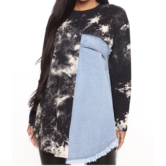 Fashion Nova Tops - Fashion Nova Street Rep Oversized Tunic Top - Black/Combo